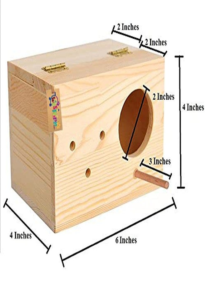 Western Era Natural Wood Bird Nest, Breeding Box with Perch for Budgerigar, Budgeri, Lovebird, Finch & Canary Bird (1 Piece) - Image 3